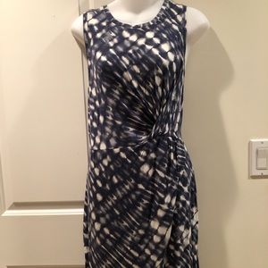 NWOT Love Fire-blue and white faux wrap dress size Large